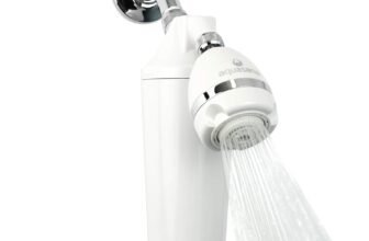 Aquasana Filtered Shower Head – Max Flow Rate w/ Adjustable Showerhead – Reduces Over 90% of Chlorine from Hard Water – Carbon & KDF Filtration Media – Soften Skin & Hair – AQ-4100
