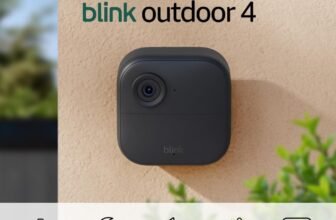Blink Outdoor 4 (newest model), Wire-free smart security camera, two-year battery life, two-way audio, HD live view, enhanced motion detection, Works with Alexa – 1 camera system