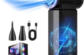 Oley Compressed Air Duster, 4 Speeds Cordless Electric Air Duster, 80.5mph & 100000RPM, No Canned Air Duster for Computers, Keyboard, Rechargeable Jet Dry Mini Blower for Deep Cleaning (Ink Black)