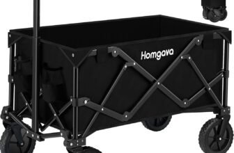 Collapsible Folding Wagon Cart,Heavy Duty Garden Cart with All Terrain Wheels,Portable Large Capacity Utility Wagon Cart for Camping Fishing Sports Shopping,Black