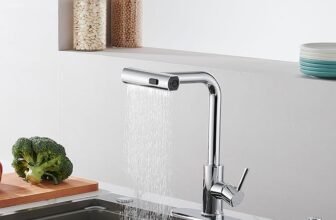 Kicthen Faucets with Pull Down Sprayer, Chrome Waterfall Kitchen Sink Faucet with Soap Dispenser, Single Hole Stainless Steel Kitchen Faucet, Modern Single Handle Pull Out Kitchen Water Faucet