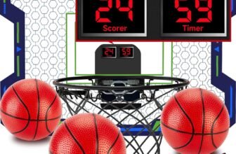 Indoor Basketball Hoop for Kids(4-12 Years Old), Over The Door Basketball Hoop with Scoring, Countdown and Music Accompaniment Functions，Mini Basketball Hoop, Basketball Hoop Indoor，Kids Toys