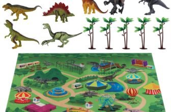 TEMI Dinosaur Toys for Kids 3-5, Jurassic Dinosaurs Figures with Play Mat and Trees to Create a Dinosaur World, Triceratops, Velociraptor, Gifts for Toddler Boys and Girls 3 4 5 6 7