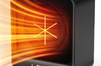 Electric Space Heater, Small Heater for Indoor Use, 500 Watts High Output & 2 Speeds, Mini Personal Heater for Office Desk Camping, Black