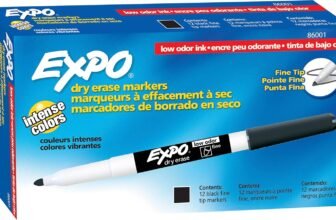EXPO Low Odor Dry Erase Markers, Fine Tip, Black, 12 Count