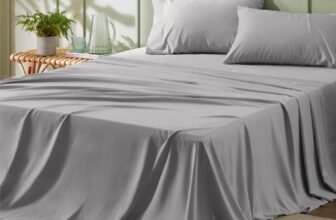 Bedsure Queen Sheet Set – Soft Sheets for Queen Size Bed, 4 Pieces Hotel Luxury Grey Queen Sheets, Easy Care Polyester Microfiber Cooling Bed Sheet Set