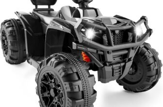 Best Choice Products 12V Kids Ride-On Electric ATV, 4-Wheeler Quad Car Toy w/Bluetooth Audio, 2.4mph Max Speed, Treaded Tires, LED Headlights, Radio – Black