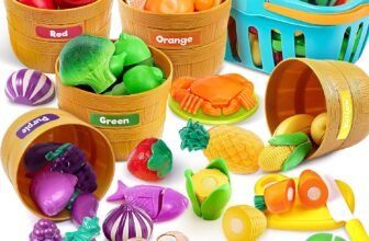 JOYIN Learning Toys Play Food Set for Toddlers, Cutting Food Toy for Preschool Activities, Pretend Play Kitchen Accessories for Kids, Color Sorting Toys for Boys & Girls, Daycare Educational Toys