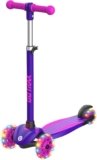 Gotrax KS1 Kids Kick Scooter, LED Lighted Wheels and 3 Adjustable Height Handlebars, Lean-to-Steer & Widen Anti-Slip Deck, 3 Wheel Scooter for Boys & Girls Ages 2-8 and up to 100 Lbs