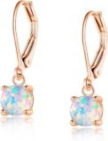 Opal Leverback Earrings for Women 18K White/Yellow/Rose Gold Plated Gemstone Dangle Ear Hypopallergenic Jewelry Gifts