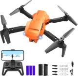 Drones for Kids and Adults – Drone with camera 1080P HD, FPV Foldable Drone with Carrying Case, 2 Batteries, 90° Adjustable Lens, One Key Take Off/Land, Altitude Hold, 360° Flip, Toys Gifts
