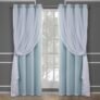 TOWN & COUNTRY LUXE Exclusive Home Catarina Layered Solid Room Darkening Blackout and Sheer Grommet Top Curtain Panel Pair, 52×84, Aqua 2 Count