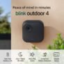 Blink Outdoor 4 (newest model), Wire-free smart security camera, two-year battery life, two-way audio, HD live view, enhanced motion detection, Works with Alexa – 1 camera system