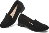 FINIWOR Women’s Pumps Block Low Heel Pumps Shoes Faux Suede Ballet Flats Slip On Womens Closed Toe Shoes Dress Flats for Womens