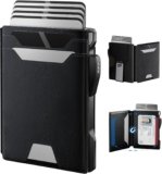 typecase Wallet for Men: Rfid Blocking Wallet 9-13 Card Capacity with Money Clip Slim Leather Front Pocket Smart Pop Up Card Case Bifold Minimalist Wallet with Gift Box – Atlanta Black