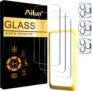 Ailun 3 Pack Screen Protector for iPhone 15 Pro [6.1 inch] + 3 Pack Camera Lens Protector with Installation Frame,Case Friendly Tempered Glass Film,[9H Hardness] – HD [6 Pack]