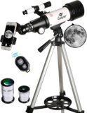 Gskyer Telescope, 70mm Aperture 400mm AZ Mount Astronomical Refracting Telescope for Kids Beginners – Travel Telescope with Carry Bag, Phone Adapter and Wireless Remote.