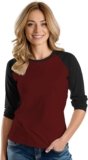 Baseball Tshirt Womens Three Quarter Length Sleeve Tops for Women-3/4 Length Sleeve Womens Tops Plus Size