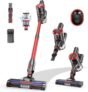 Cordless Vacuum Cleaner, Rechargeable Stick Vacuum has 2 Adjustable Suction, 80,000PRM Powerful Motor, and 500ML Dust Cup, Wireless Vacuums for Home (Fig Red)