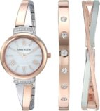 Anne Klein Women’s Premium Crystal Accented Bangle Watch Set, AK/2245