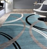 Rugshop Modern Wavy Circles Design Area Rug 3’3″ x 5′ Blue